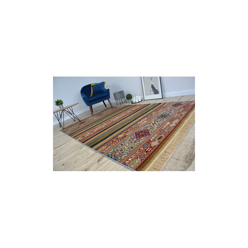 Dywan WINDSOR 22890 ETNIC FRĘDZLE niebieski bordo 160x230cm Dywan WINDSOR 22890 ETNIC FRĘDZLE niebieski bordo 160x230cm