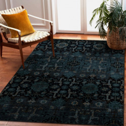 Dywan wełniany OMEGA KARAJA kwiaty granat 170x235 cm