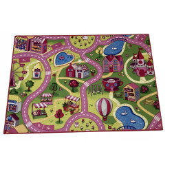 Dywan Sweet Town 95x133 Mata Do Zabawy Wesołe Miasteczko Różowy Dziecięcy