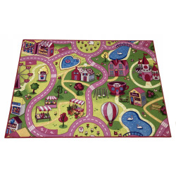 Dywan Sweet Town 95x133 Mata Do Zabawy Wesołe Miasteczko Różowy Dziecięcy
