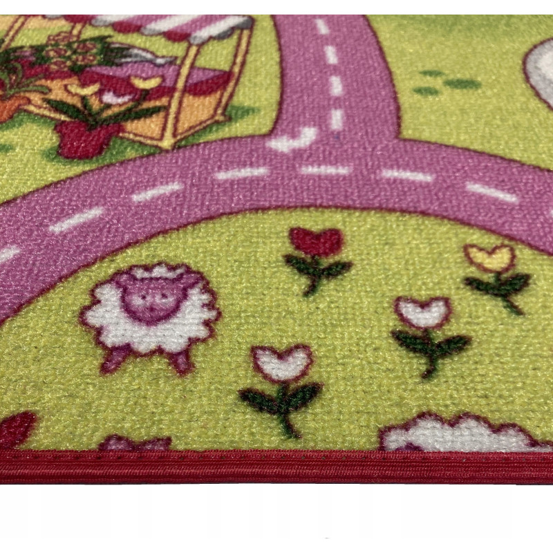 Dywan Sweet Town 95x133 Mata Do Zabawy Wesołe Miasteczko Różowy Dziecięcy