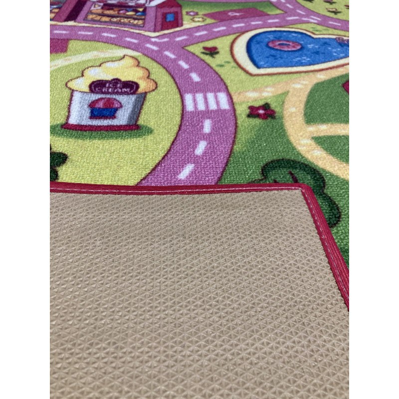 Dywan Sweet Town 95x133 Mata Do Zabawy Wesołe Miasteczko Różowy Dziecięcy