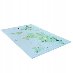 Dywan Mapa Świata 120x200 Pastelowy Dziecięcy Kontynenty Zwierzęta