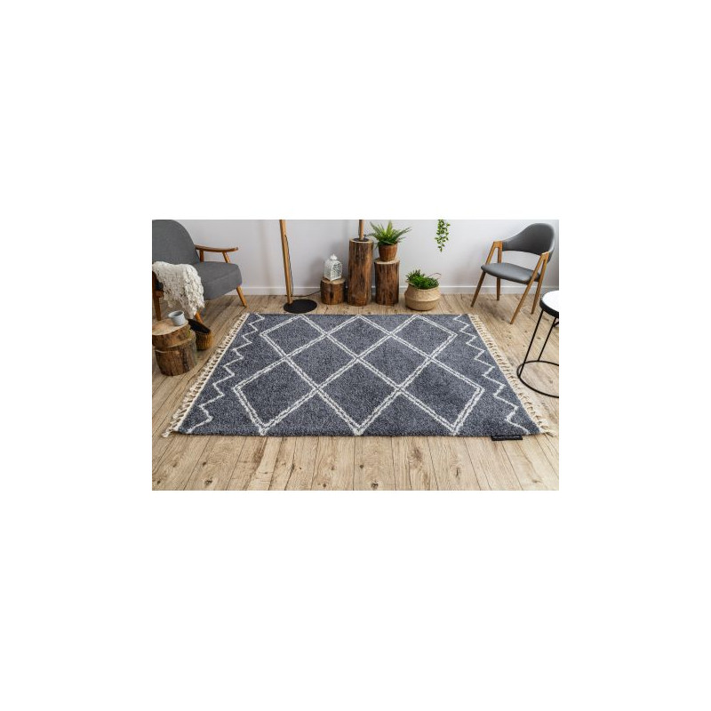 Dywan BERBER ASILA B5970 szary / biały Frędzle berberyjski marokański shaggy 240x330cm Dywan BERBER ASILA B5970 szary / biały Frędzle berberyjski marokański shaggy 240x330cm