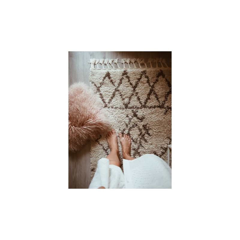 Dywan BERBER FEZ G0535 krem / brąz Frędzle berberyjski marokański shaggy 60x200cm Dywan BERBER FEZ G0535 krem / brąz Frędzle berberyjski marokański shaggy 60x200cm