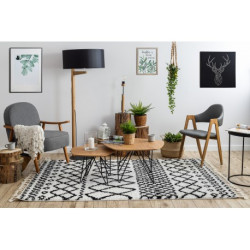 Dywan BERBER SAFI N9040 biały / czarny Frędzle berberyjski marokański shaggy 60x200cm Dywan BERBER SAFI N9040 biały / czarny Frędzle berberyjski marokański shaggy 60x200cm