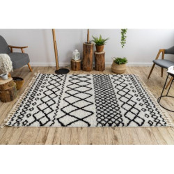 Dywan BERBER SAFI N9040 biały / czarny Frędzle berberyjski marokański shaggy 60x250cm Dywan BERBER SAFI N9040 biały / czarny Frędzle berberyjski marokański shaggy 60x250cm