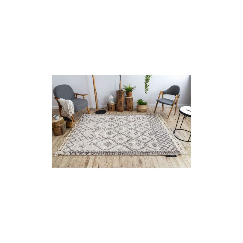 Dywan BERBER TANGER B5940 krem / brąz Frędzle berberyjski marokański shaggy 140x190cm Dywan BERBER TANGER B5940 krem / brąz Frędzle berberyjski marokański shaggy 140x190cm