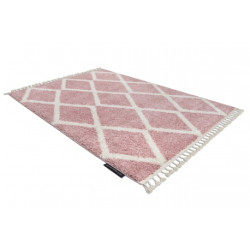 Dywan BERBER TROIK A0010 różowy / biały Frędzle berberyjski marokański shaggy 70x250cm