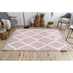Dywan BERBER TROIK A0010 różowy / biały Frędzle berberyjski marokański shaggy 70x300cm Dywan BERBER TROIK A0010 różowy / biały Frędzle berberyjski marokański shaggy 70x300cm
