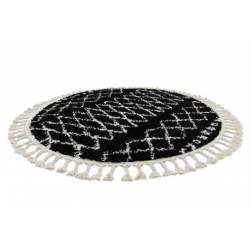 Dywan BERBER ETHNIC G3802 koło czarny / biały Frędzle berberyjski marokański shaggy koło 160cm