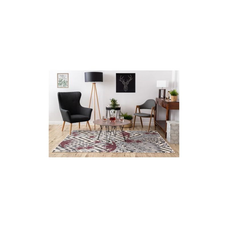 Dywan HEOS 78540 krem / bordo LIŚCIE DŻUNGLA 120x170cm