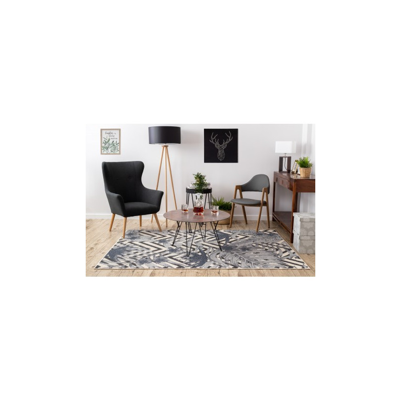 Dywan HEOS 78540 krem / niebieski LIŚCIE DŻUNGLA 120x170cm Dywan HEOS 78540 krem / niebieski LIŚCIE DŻUNGLA 120x170cm