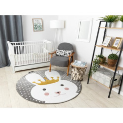 Dywan PETIT BUNNY KRÓLICZEK KRÓLIK koło szary koło 140cm