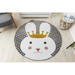 Dywan PETIT BUNNY KRÓLICZEK KRÓLIK koło szary koło 140cm