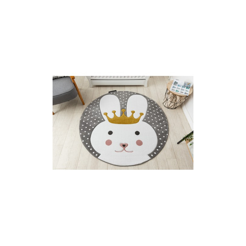 Dywan PETIT BUNNY KRÓLICZEK KRÓLIK koło szary koło 140cm