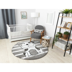 Dywan PETIT PUPPY PIESEK SZCZENIAK koło szary koło 140cm Dywan PETIT PUPPY PIESEK SZCZENIAK koło szary koło 140cm