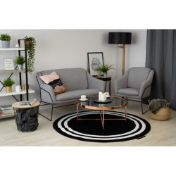 Dywan HAMPTON Ramka koło czarny koło 120cm Dywan HAMPTON Ramka koło czarny koło 120cm