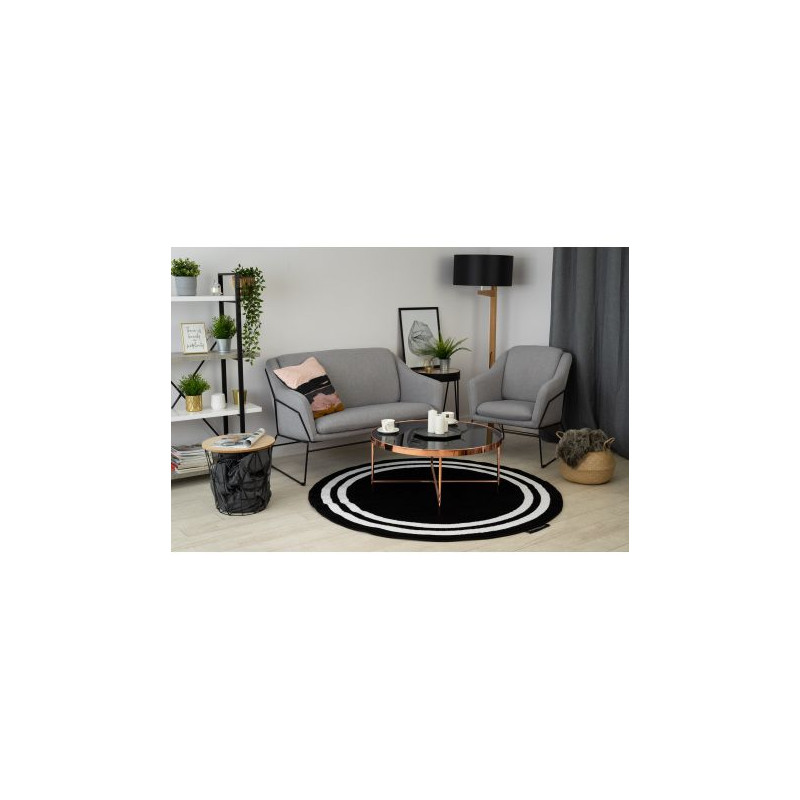 Dywan HAMPTON Ramka koło czarny koło 120cm Dywan HAMPTON Ramka koło czarny koło 120cm