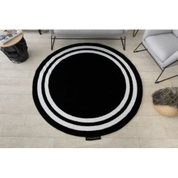 Dywan HAMPTON Ramka koło czarny koło 120cm Dywan HAMPTON Ramka koło czarny koło 120cm