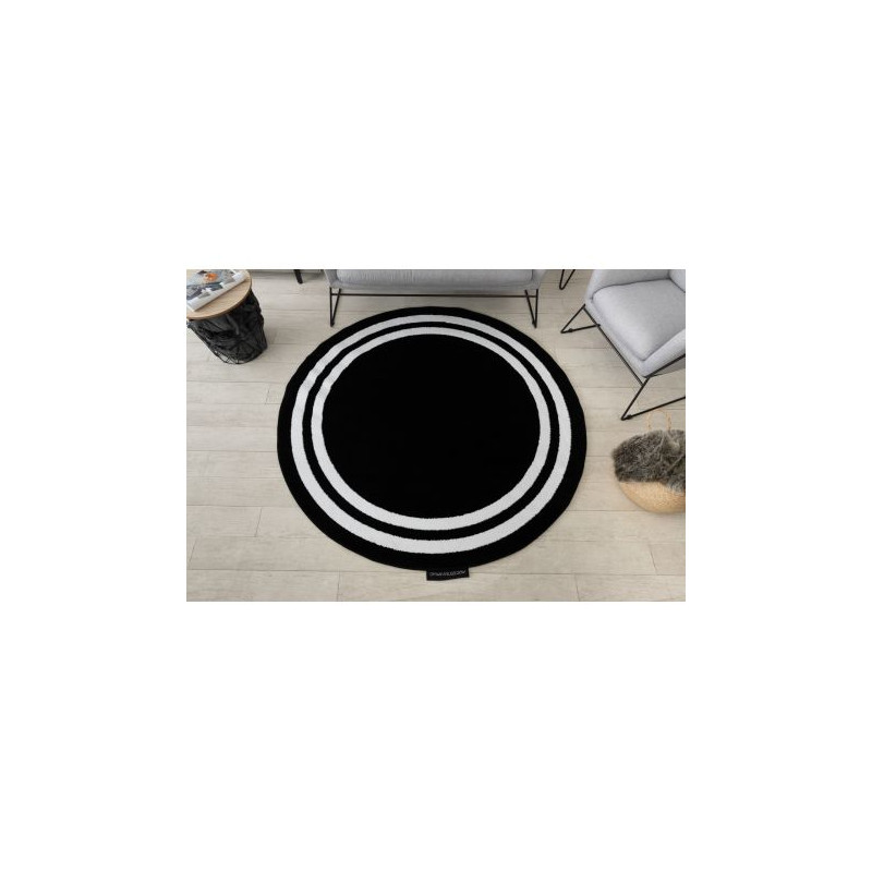 Dywan HAMPTON Ramka koło czarny koło 120cm Dywan HAMPTON Ramka koło czarny koło 120cm