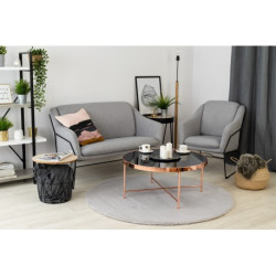 Dywan BUNNY koło srebrny IMITACJA FUTRA KRÓLIKA koło 80cm