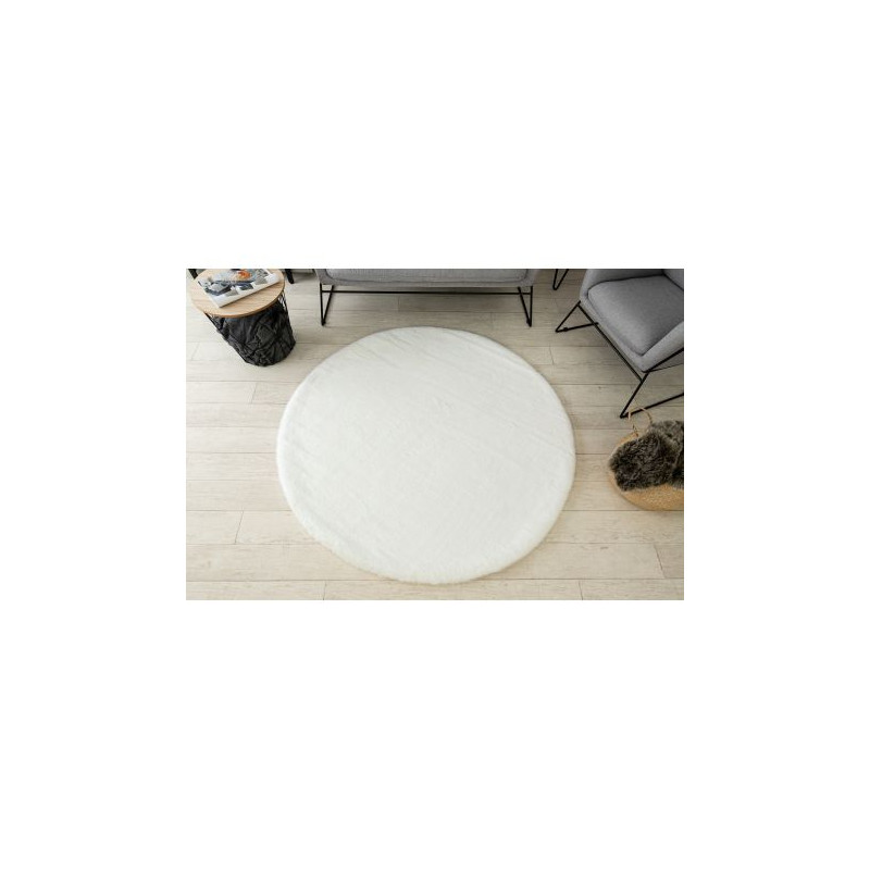 Dywan BUNNY koło biały IMITACJA FUTRA KRÓLIKA koło 140cm Dywan BUNNY koło biały IMITACJA FUTRA KRÓLIKA koło 140cm