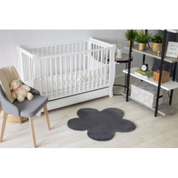 Dywan NEW DOLLY kwiatek G4372-1 szary antracyt IMITACJA FUTRA KRÓLIKA 90x90cm