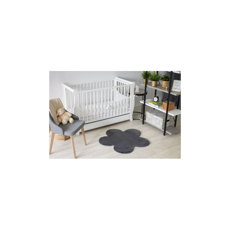 Dywan NEW DOLLY kwiatek G4372-1 szary antracyt IMITACJA FUTRA KRÓLIKA 90x90cm