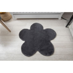 Dywan NEW DOLLY kwiatek G4372-1 szary antracyt IMITACJA FUTRA KRÓLIKA 90x90cm