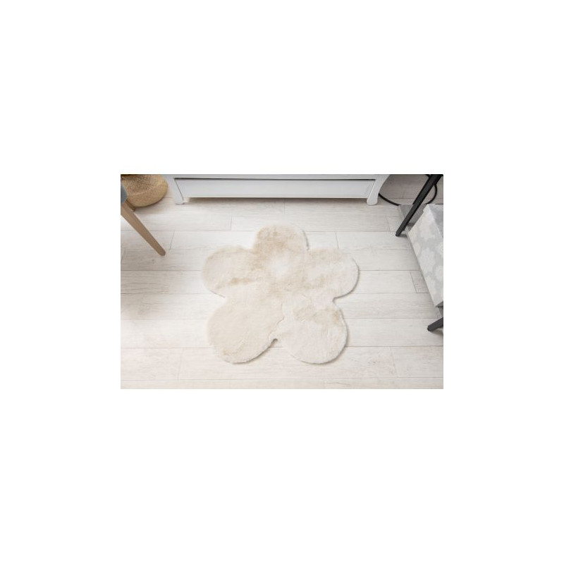Dywan NEW DOLLY kwiatek G4372-4 beż IMITACJA FUTRA KRÓLIKA 90x90cm