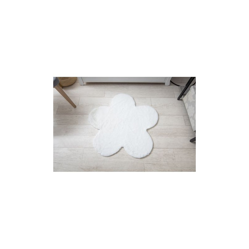 Dywan NEW DOLLY kwiatek G4372-3 biały IMITACJA FUTRA KRÓLIKA 90x90cm