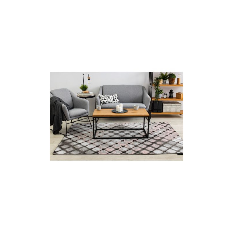 Dywan INTERO REFLEX 3D Kratka różowy 280x370cm