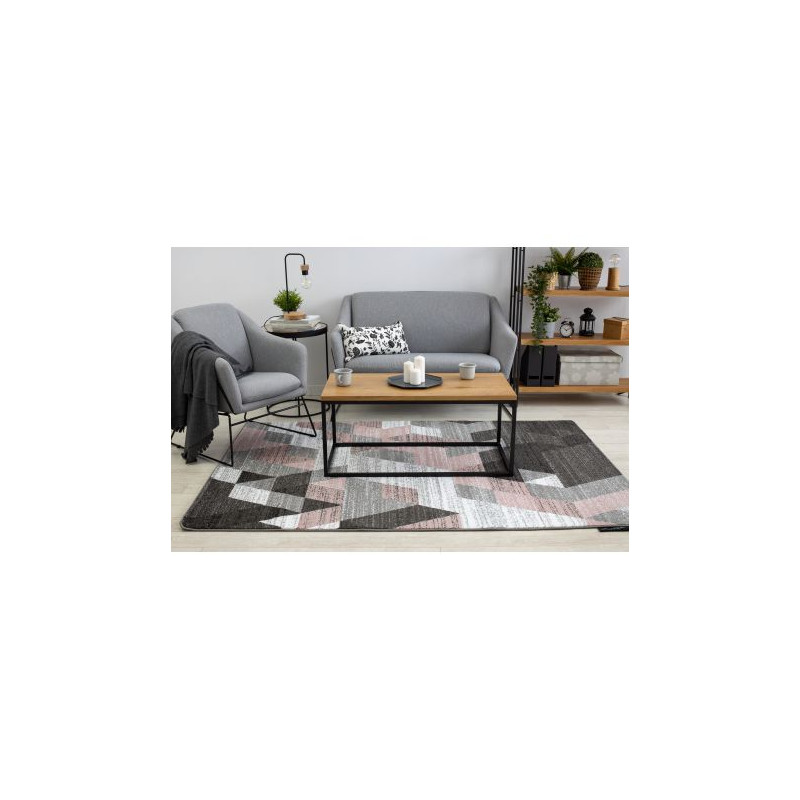 Dywan INTERO TECHNIC 3D Romby Trójkąty różowy 160x220cm