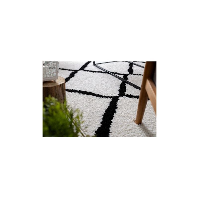 Dywan BERBER CROSS biały Frędzle berberyjski marokański shaggy 80x150cm Dywan BERBER CROSS biały Frędzle berberyjski marokański shaggy 80x150cm
