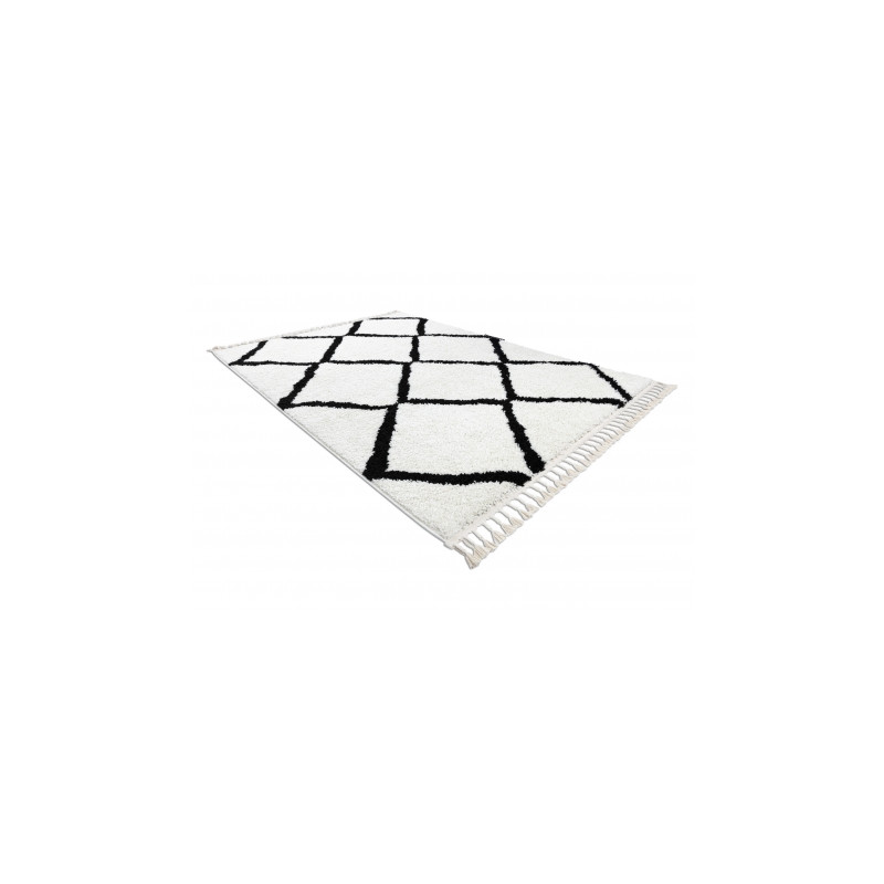 Dywan BERBER CROSS biały Frędzle berberyjski marokański shaggy 60x250cm