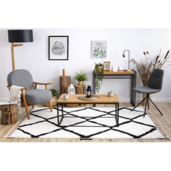 Dywan BERBER CROSS biały Frędzle berberyjski marokański shaggy 70x250cm