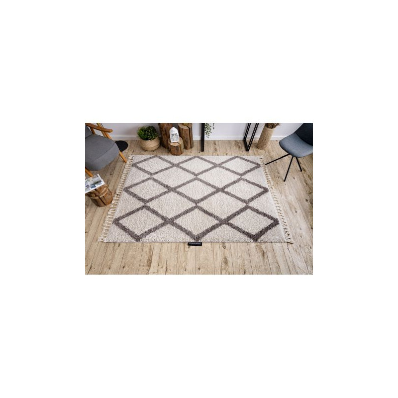 Dywan BERBER TROIK krem Frędzle berberyjski marokański shaggy 70x250cm