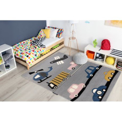 Dywan PETIT TOYS ZABAWKI SAMOCHODY szary 160x220cm