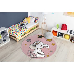 Dywan PETIT ELEPHANT SŁONIK GWIAZDKI koło różowy koło 160cm Dywan PETIT ELEPHANT SŁONIK GWIAZDKI koło różowy koło 160cm