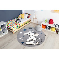 Dywan PETIT ELEPHANT SŁONIK GWIAZDKI koło szary koło 140cm Dywan PETIT ELEPHANT SŁONIK GWIAZDKI koło szary koło 140cm