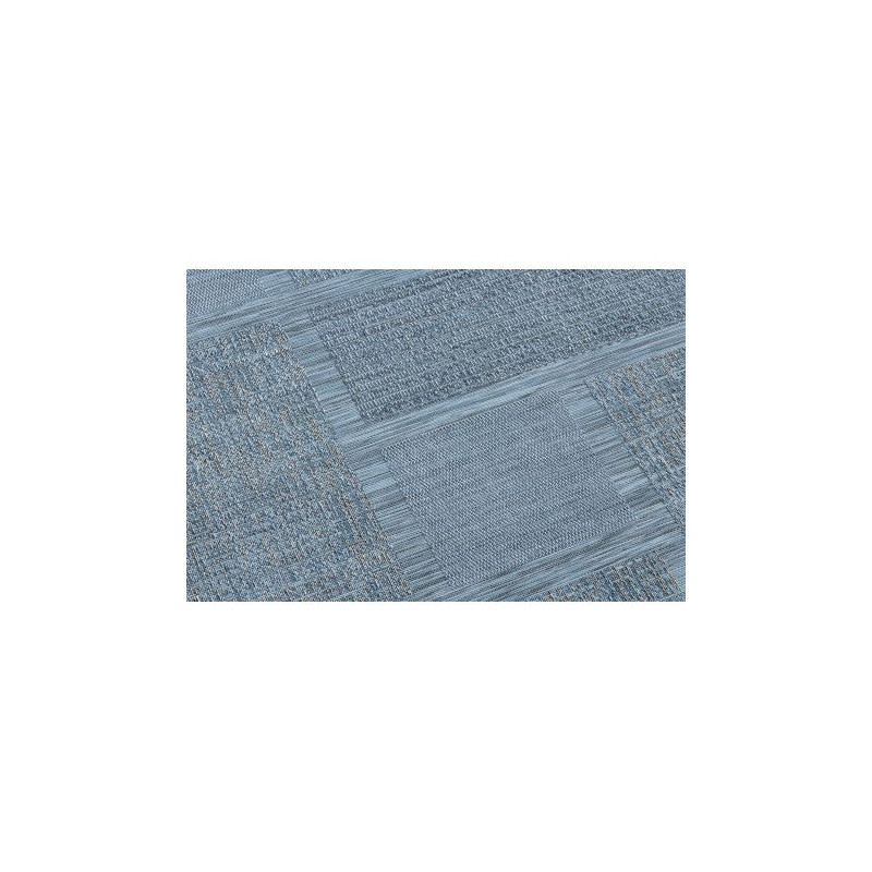 Dywan SZNURKOWY SIZAL FORT 36209535 niebieski kwadraty ramka 200x290cm