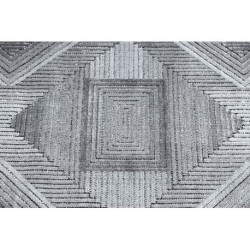 Dywan Strukturalny SIERRA G5011 Płasko tkany, dwa poziomy runa szary / czarny  - geometryczny, romby 120x170cm