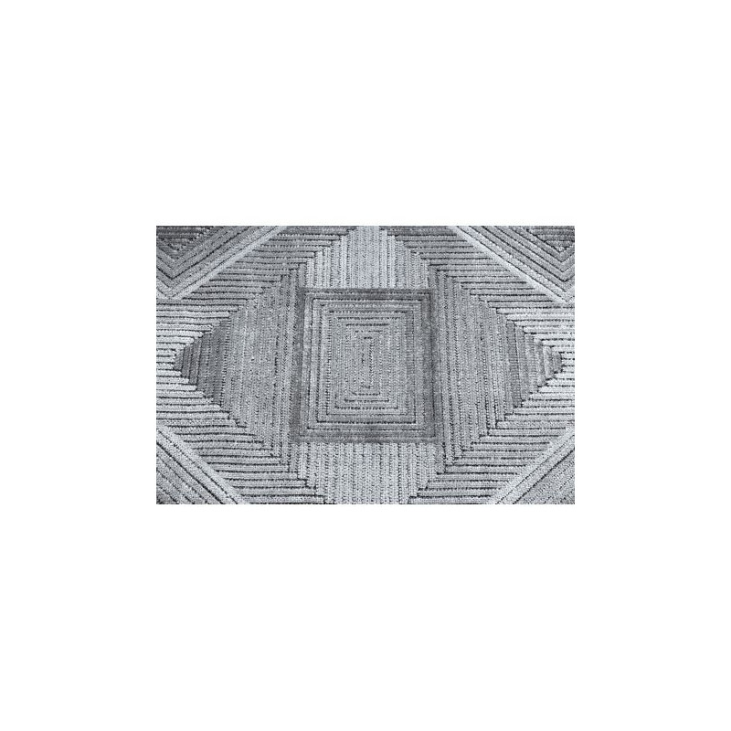 Dywan Strukturalny SIERRA G5011 Płasko tkany, dwa poziomy runa szary / czarny  - geometryczny, romby 120x170cm