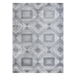 Dywan Strukturalny SIERRA G5011 Płasko tkany, dwa poziomy runa szary / czarny - geometryczny, romby 140x190cm