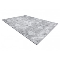 Dywan Strukturalny SIERRA G5011 Płasko tkany, dwa poziomy runa szary / czarny  - geometryczny, romby 140x190cm