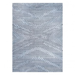 Dywan Strukturalny SIERRA G5013 Płasko tkany, dwa poziomy runa niebieski - zygzak, etniczny 160x220cm