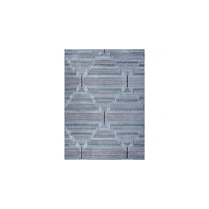 Dywan Strukturalny SIERRA G5018 Płasko tkany, dwa poziomy runa niebieski - paski, romby 200x290cm Dywan Strukturalny SIERRA G5018 Płasko tkany, dwa poziomy runa niebieski - paski, romby 200x290cm