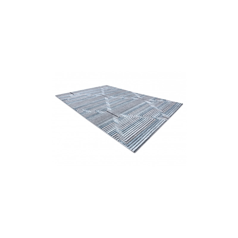 Dywan Strukturalny SIERRA G5018 Płasko tkany, dwa poziomy runa niebieski - paski, romby 200x290cm Dywan Strukturalny SIERRA G5018 Płasko tkany, dwa poziomy runa niebieski - paski, romby 200x290cm