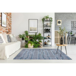 Dywan Strukturalny SIERRA G5018 Płasko tkany, dwa poziomy runa niebieski - paski, romby 200x290cm Dywan Strukturalny SIERRA G5018 Płasko tkany, dwa poziomy runa niebieski - paski, romby 200x290cm